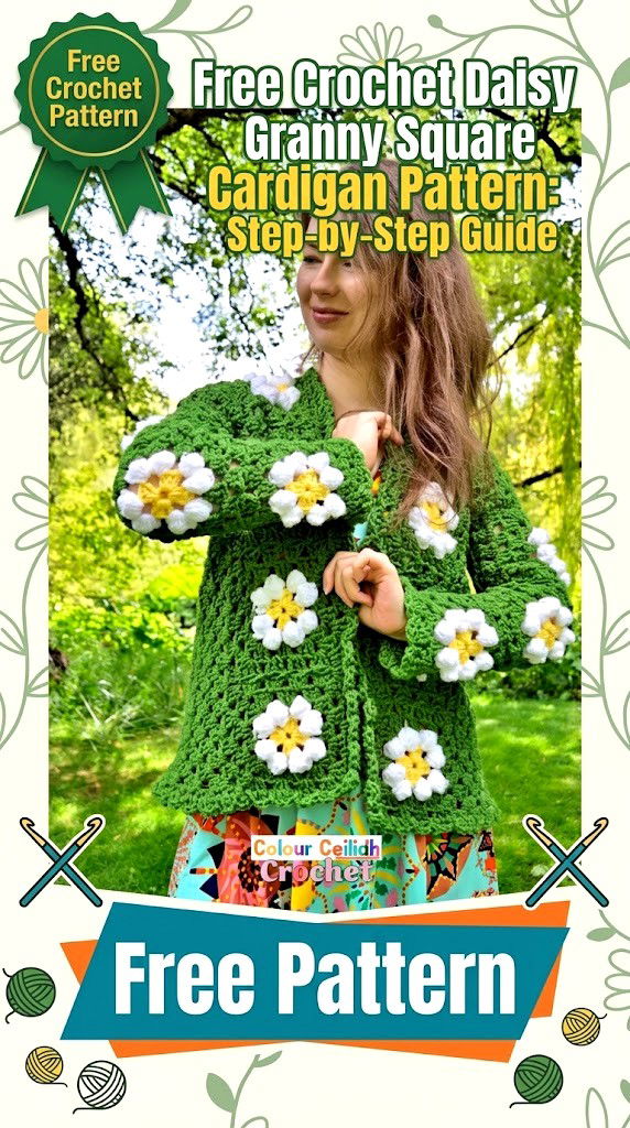 Free Crochet Daisy Granny Square Cardigan Pattern