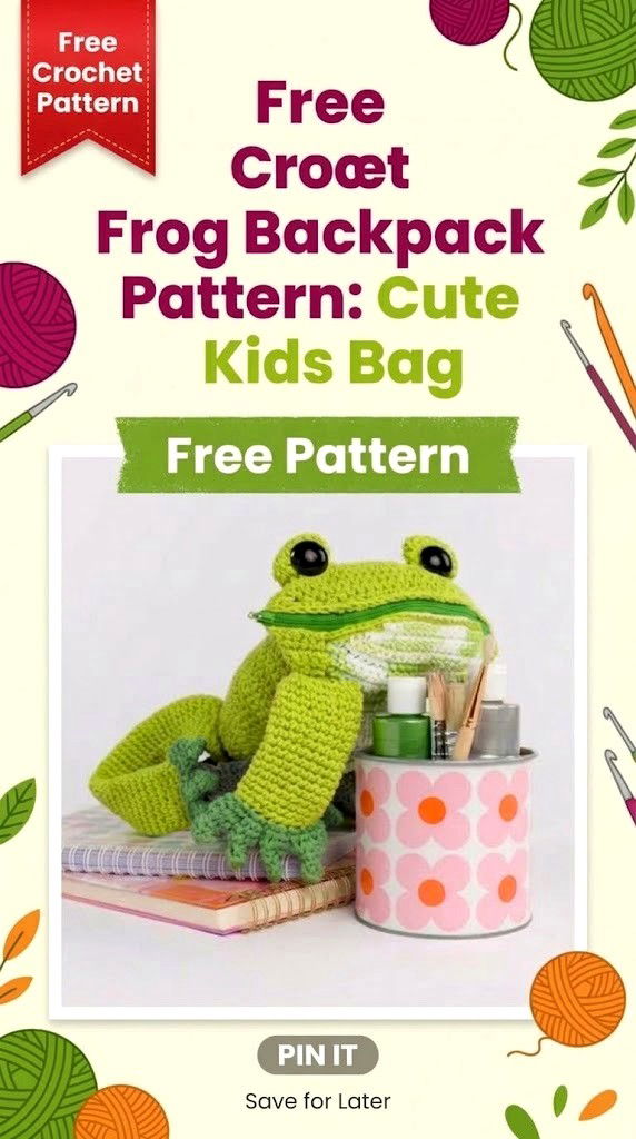 Free Crochet Frog Backpack Pattern Cute Kids Bag