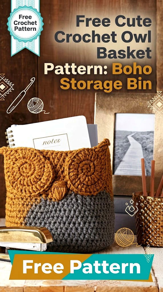 Free Cute Crochet Owl Basket Pattern Boho Storage Bin