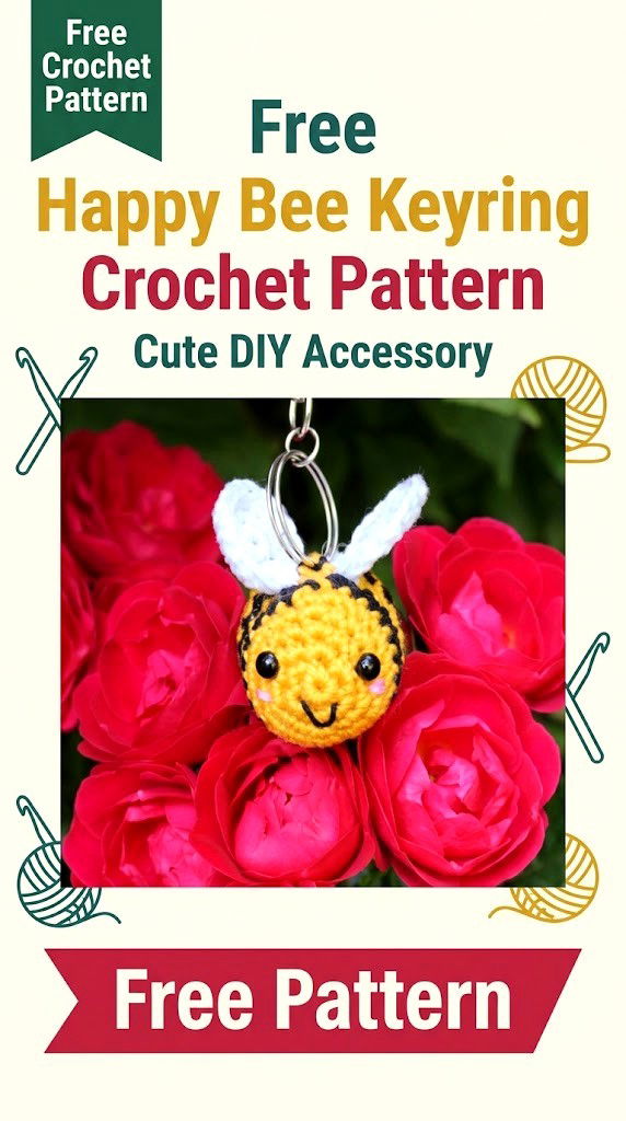 Free Happy Bee Keyring Crochet Pattern Cute DIY Accessory