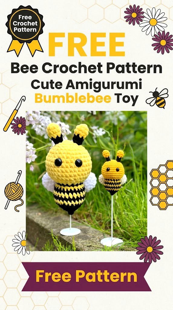 Free Bee Crochet Pattern Cute Amigurumi Bumblebee Toy
