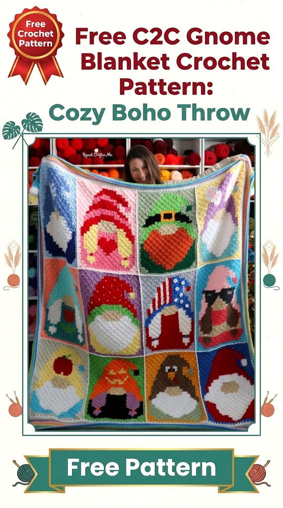 Free C2C Gnome Blanket Crochet Pattern Cozy Boho Throw
