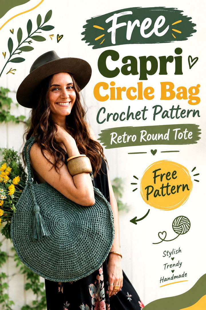 Free Capri Circle Bag Crochet Pattern Retro Round Tote