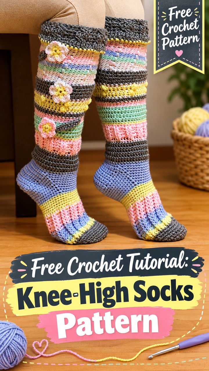 Free Knee High Socks Crochet Tutorial Modern Cozy Footwear