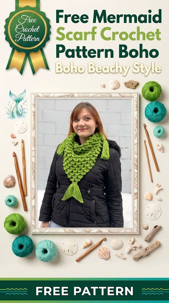 Free Mermaid Scarf Crochet Pattern Boho Beachy Style