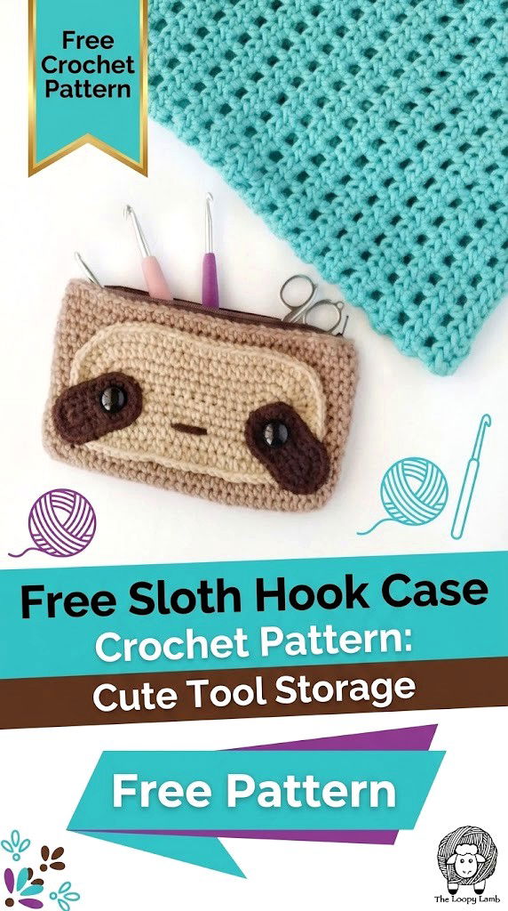 Free Sloth Hook Case Crochet Pattern Cute Tool Storage