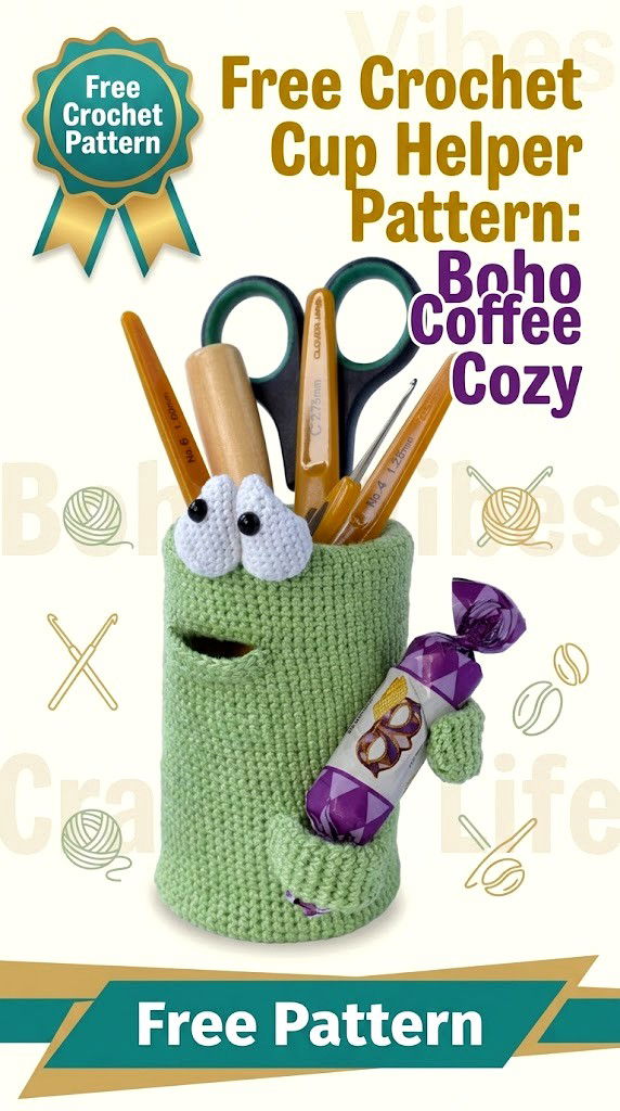 Free Crochet Cup Helper Pattern Boho Coffee Cozy