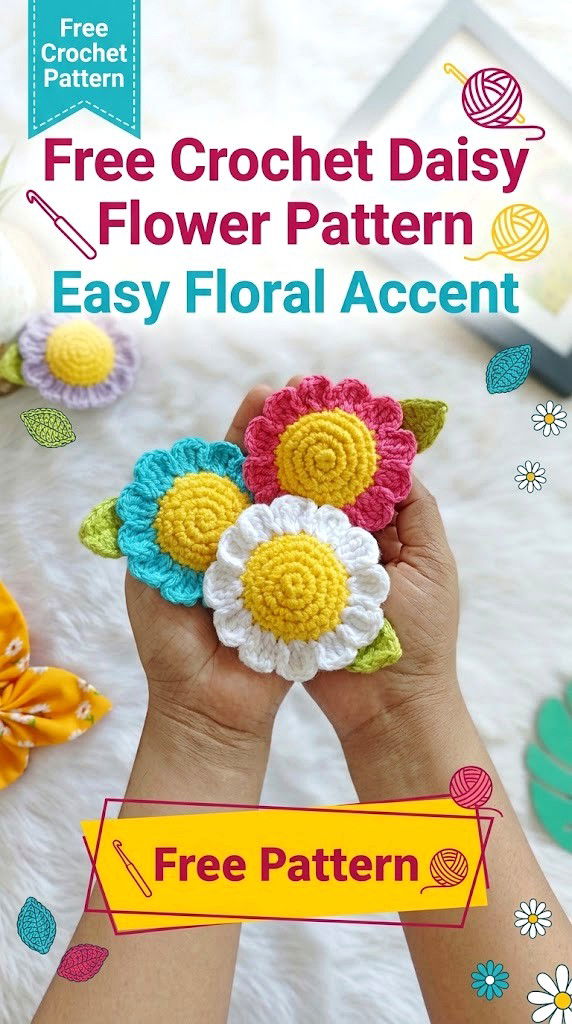 Free Crochet Daisy Flower Pattern Easy Floral Accent