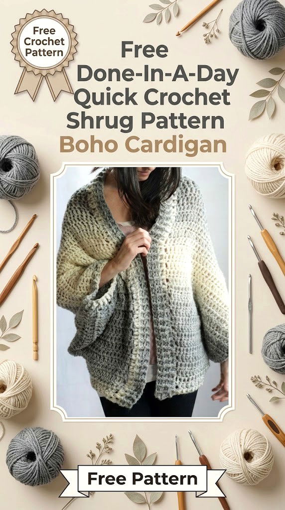 Free Done In A Day Quick Crochet Shrug Pattern Boho Cardigan