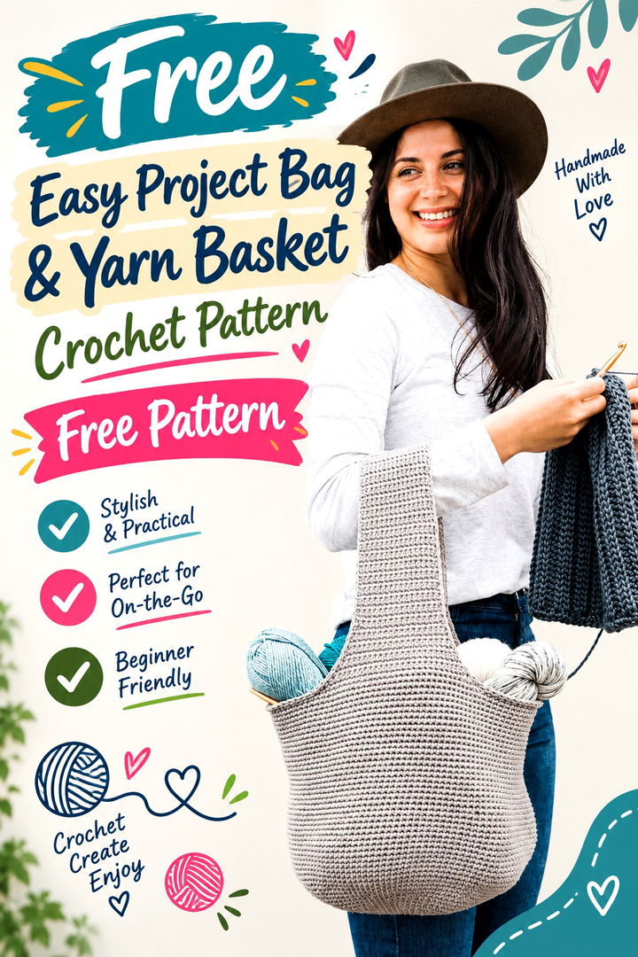 Free Easy Project Bag & Yarn Basket Crochet Pattern
