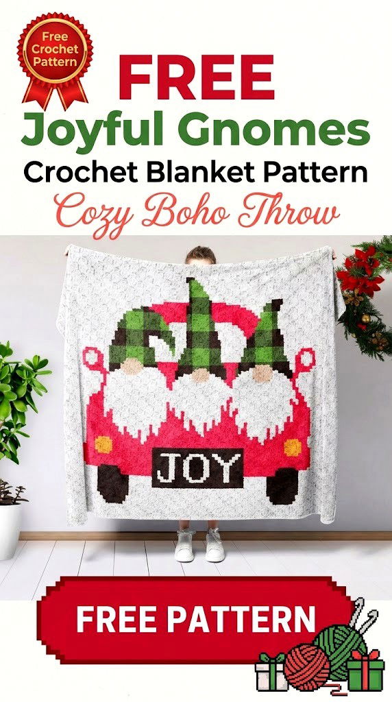 Free Joyful Gnomes Crochet Blanket Pattern Cozy Boho Throw