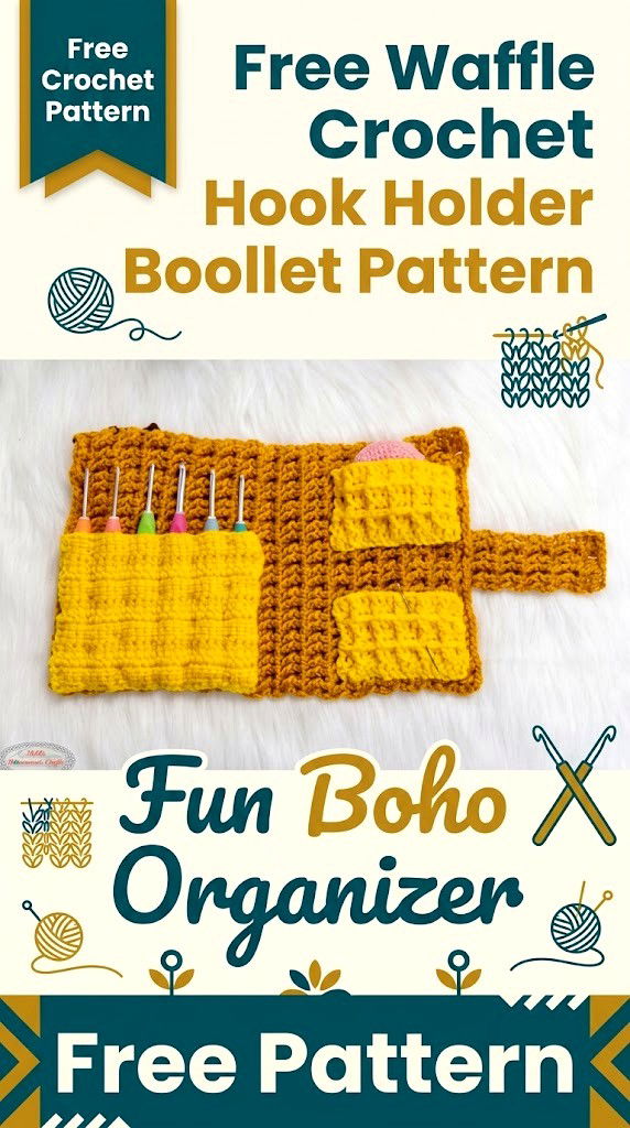 Free Waffle Crochet Hook Holder Booklet Pattern Fun Boho Organizer