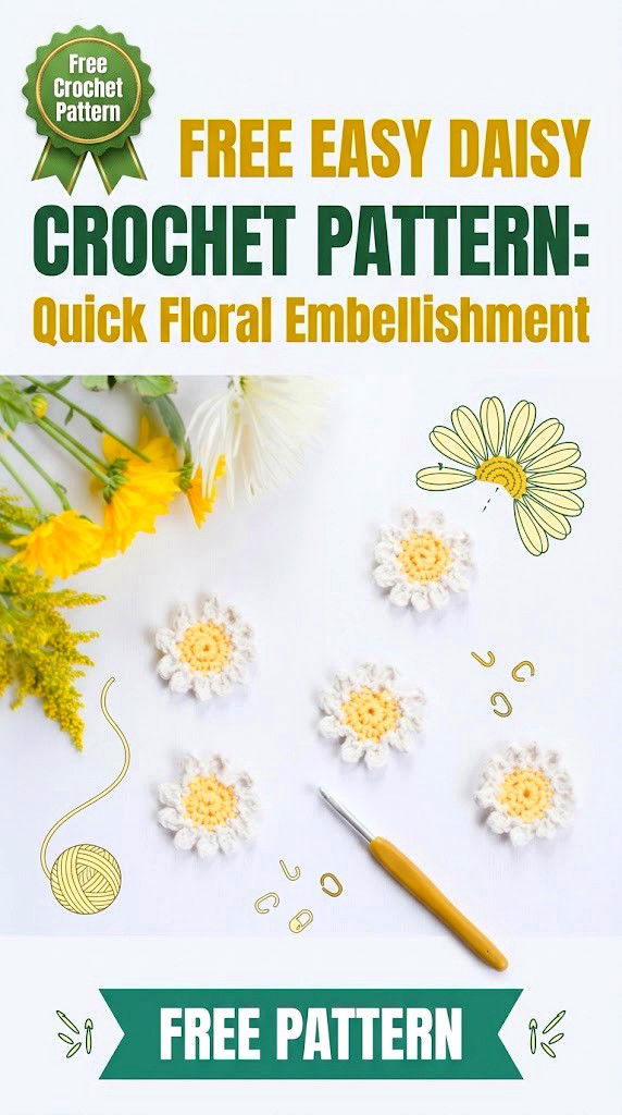 Free Easy Daisy Crochet Pattern Quick Floral Embellishment