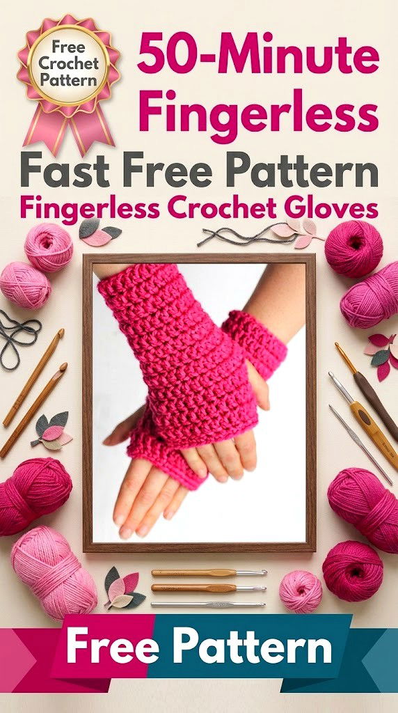 50 Minute Fingerless Crochet Gloves Fast Free Pattern