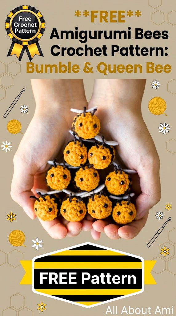 Free Amigurumi Bees Crochet Pattern Bumble & Queen Bee