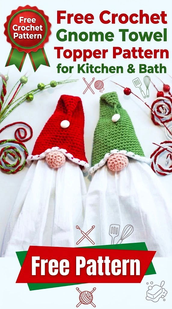 Free Crochet Gnome Towel Topper Pattern for Kitchen & Bath