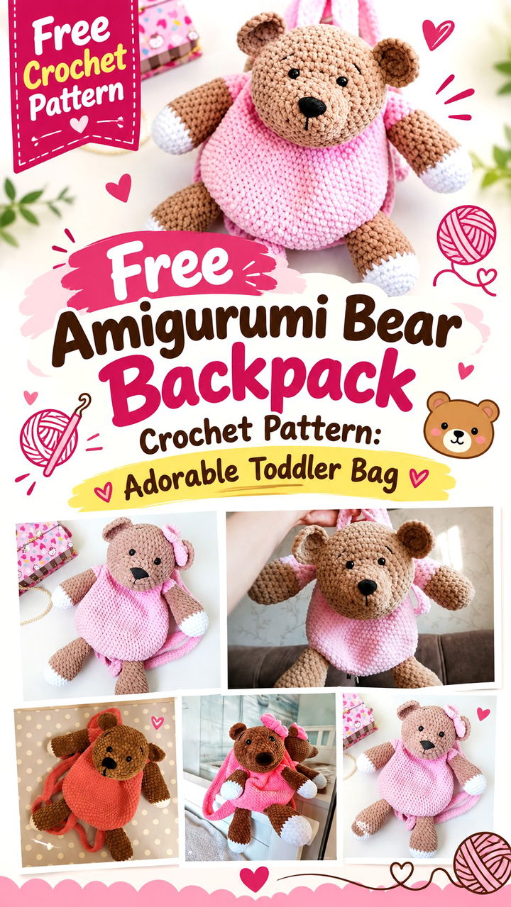Free Amigurumi Bear Backpack Crochet Pattern Adorable Toddler Bag