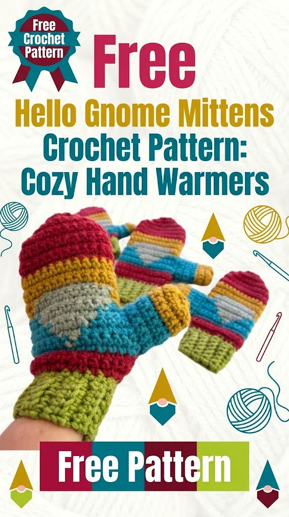 Free Hello Gnome Mittens Crochet Pattern Cozy Hand Warmers