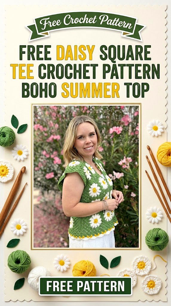 Free Daisy Square Tee Crochet Pattern Boho Summer Top
