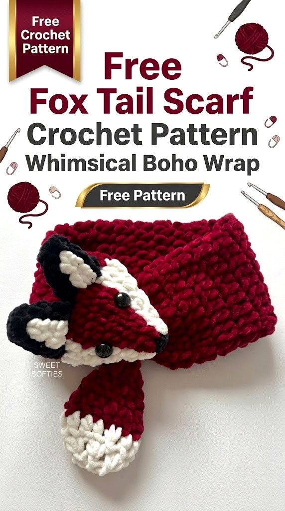 Free Fox Tail Scarf Crochet Pattern Whimsical Boho Wrap