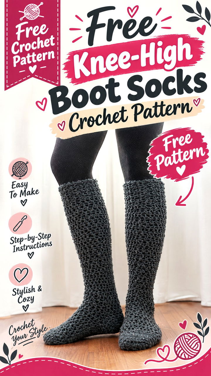 Free Knee High Boot Socks Crochet Pattern Cozy Modern Style
