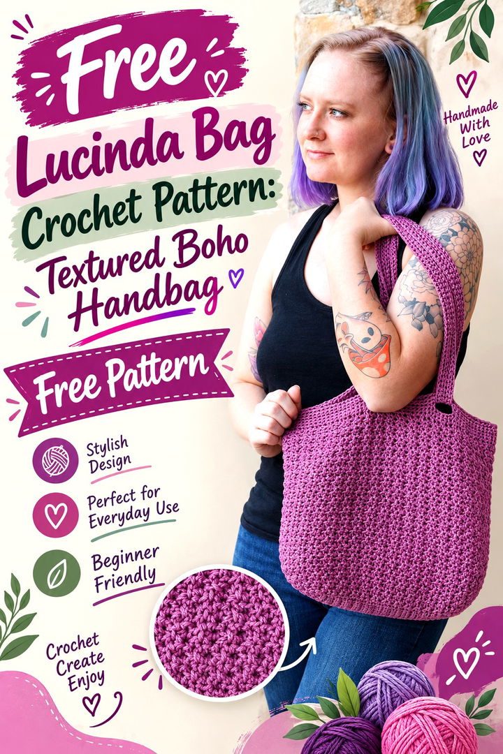 Free Lucinda Bag Crochet Pattern Textured Boho Handbag