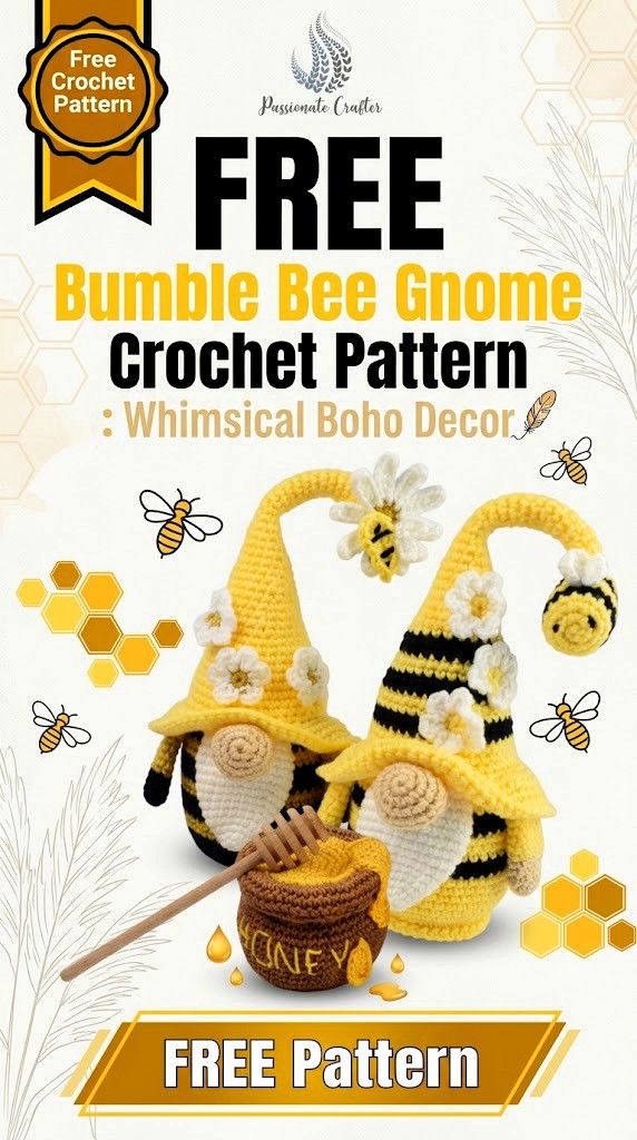 Free Bumble Bee Gnome Crochet Pattern Whimsical Boho Decor