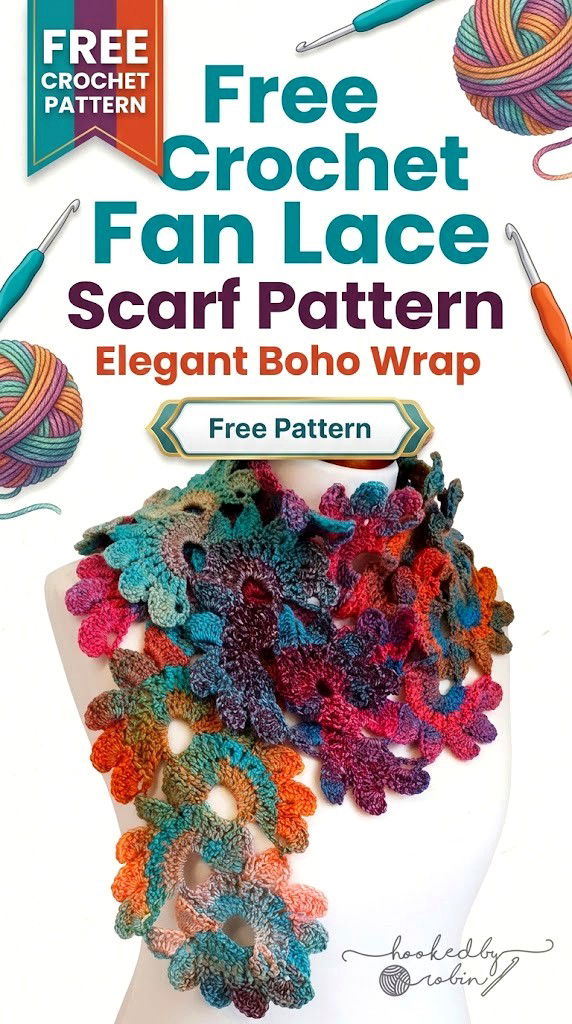 Free Crochet Fan Lace Scarf Pattern Elegant Boho Wrap
