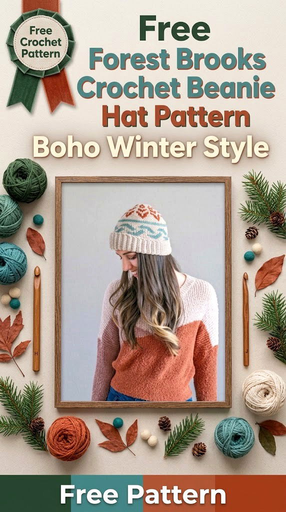 Free Forest Brooks Crochet Beanie Hat Pattern Boho Winter Style