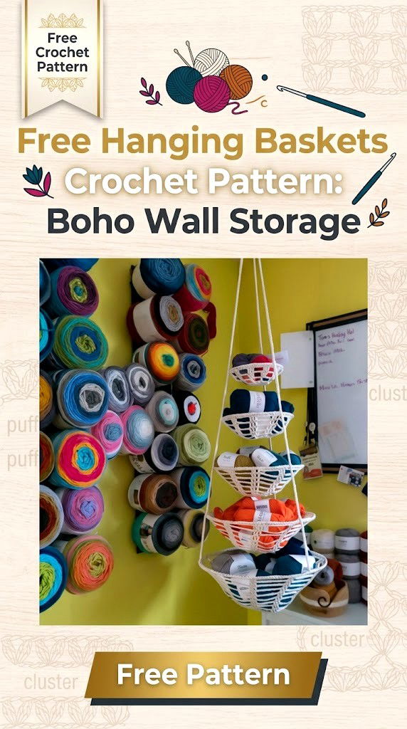 Free Hanging Baskets Crochet Pattern Boho Wall Storage